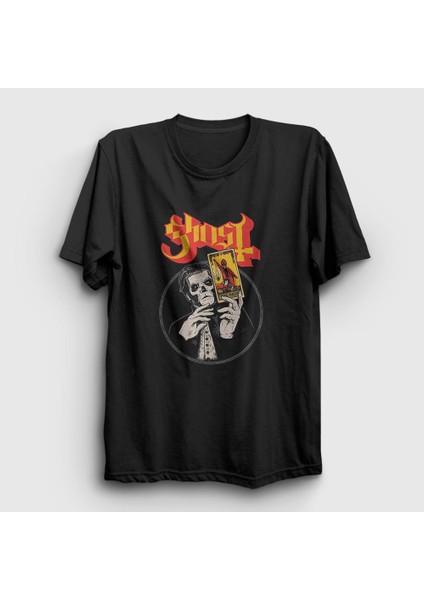 Unisex Siyah Tarot Ghost T-Shirt