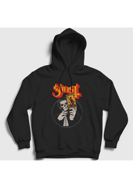 Unisex Siyah Tarot Ghost Kapüşonlu Sweatshirt