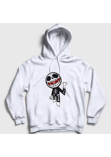 Unisex Beyaz Bonesy Gorillaz Kapüşonlu Sweatshirt