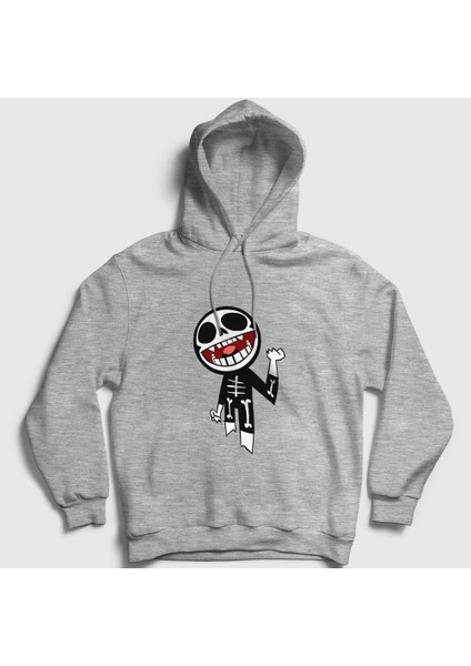 Unisex Gri Bonesy Gorillaz Kapüşonlu Sweatshirt