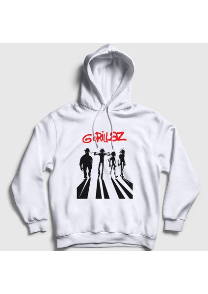 Unisex Beyaz Clockwork Orange Gorillaz Kapüşonlu Sweatshirt