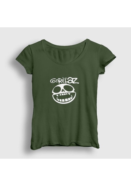 Kadın Haki Logo Gorillaz T-Shirt