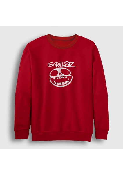 Unisex Kırmızı Logo Gorillaz Sweatshirt
