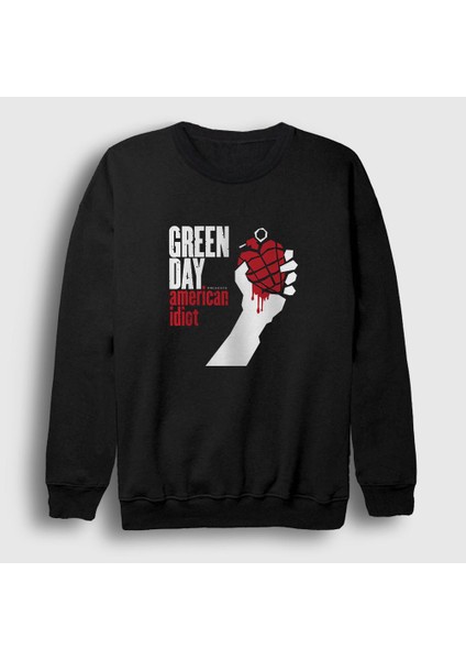 Unisex Siyah American Idiot Green Day Sweatshirt