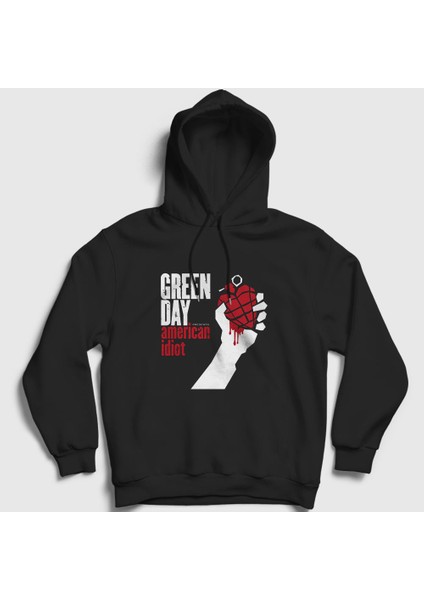 Unisex Siyah American Idiot Green Day Kapüşonlu Sweatshirt