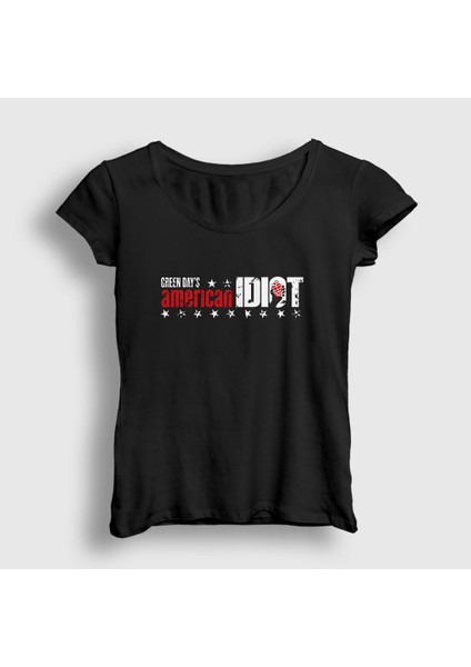 Kadın Siyah American Idiot V2 Green Day T-Shirt