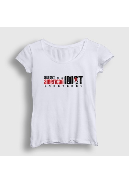 Kadın Beyaz American Idiot V2 Green Day T-Shirt