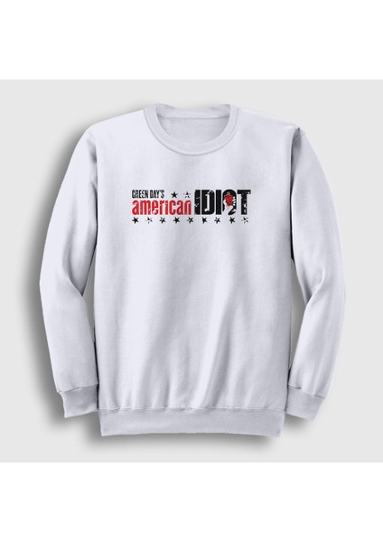 Unisex Beyaz American Idiot V2 Green Day Sweatshirt