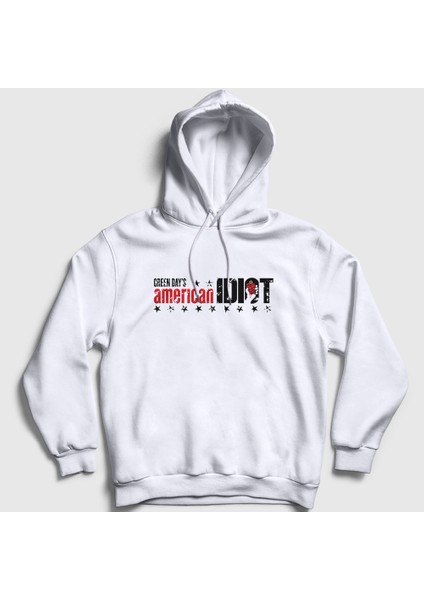 Unisex Beyaz American Idiot V2 Green Day Kapüşonlu Sweatshirt
