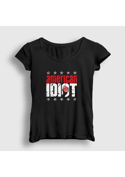Kadın Siyah American Idiot V3 Green Day T-Shirt