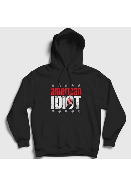 Unisex Siyah American Idiot V3 Green Day Kapüşonlu Sweatshirt
