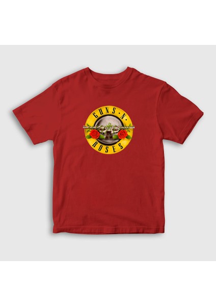 Unisex Çocuk Kırmızı Logo Guns N' Roses T-Shirt