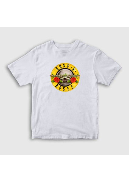 Unisex Çocuk Beyaz Logo Guns N' Roses T-Shirt