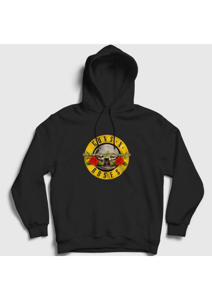 Unisex Siyah Logo Guns N' Roses Kapüşonlu Sweatshirt