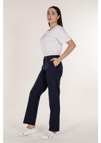 Lacivert Kadın Aşçı Şef Pantolon Ütü Dikişli modelleri