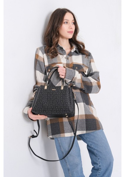 Siyah Kadın Baskı Desen 3 Bölmeli El ve Omuz Çanta JPT2120 fiyatları