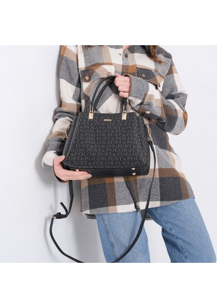 Siyah Kadın Baskı Desen 3 Bölmeli El ve Omuz Çanta JPT2120 modelleri