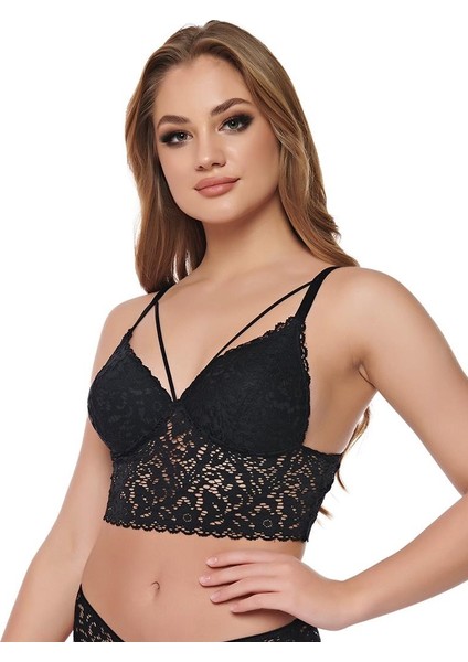Kadın Siyah Dantelli Bralet 9020S