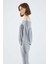 Omuz Dekolteli Gri Sweatshirt-K2154114-434 2