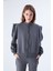 Omuz ve Bel Detaylı Gri Sweatshirt-K2154103-046 1