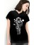 Bisikletli Astronot Siyah Kapşonlu Kısa Kollu Kadın T-Shirt 1