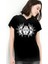 Ay Güneş Siyah Kapşonlu Kısa Kollu Kadın T-Shirt 1