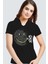 Grafitici Astronot Siyah Kapşonlu Kısa Kollu Kadın T-Shirt 1