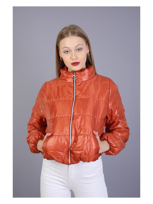 Chichero Kadin Turuncu Fermuar Kapamali Dik Yaka Cepli Sisme Fiyati