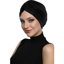 ELYSIANfidan Simli Pike Çapraz Bantlı Astarlı Hazır Türban Tesettür Bone