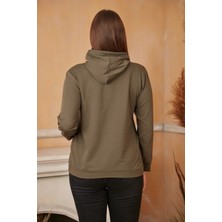 Rmg Kapşonlu Büyük Beden Haki Sweatshirt