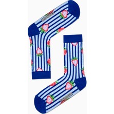 Carnaval Socks Mavi Dik Çemberli Çilek Desenli Renkli Çorap