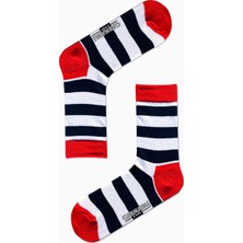Carnaval Socks Lacivert Beyaz Çemberli Desenli Renkli Çorap