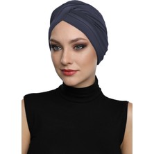 Fidan Bone Çapraz W Koyu Gri Hazır Türban Tesettür Havuz Bonesi