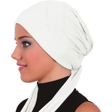 ELYSIANfidan Nervürlü Bağlama Krem Hazır Türban Tesettür Bone
