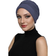 ELYSIANfidan Incili - Inci Işlemeli Koyu Gri Hazır Türban Tesettür Bone