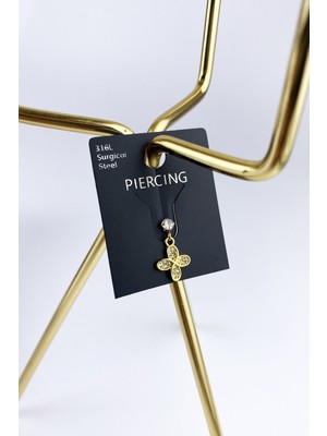 ÇLK Accessories 316 Çelik Taşlı Kelebek Figür Piercing TRPIERCING026 PIERX12001