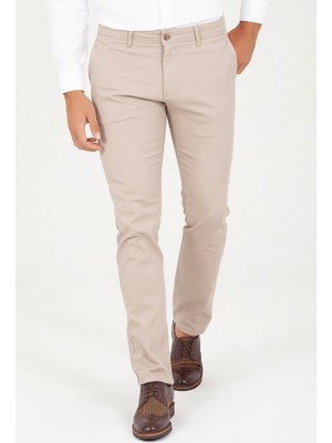 Hatemoğlu Erkek Bej Slim Fit Yandan Cep Pantolon
