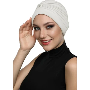 Fidan Bone Incili Işlemeli Hazır Türban Tesettür Bone
