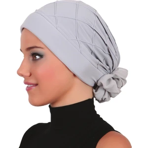 Fidan Bone Lüks Nervürlü Arkası Şifon Aksesuarı Hazır Türban Tesettür Bone