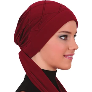 Fidan Bone Nervürlü Bağlama Hazır Türban Tesettür Bone