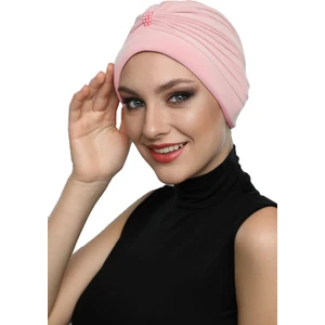 Fidan Bone Incili Işlemeli Hazır Türban Tesettür Bone