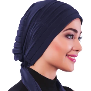Fidan Bone Pileli Bağlama Hazır Türban Tesettür Bone