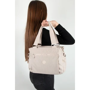 267 Klinkır Kumaş Kadın Omuz Askılı Çanta Krem
