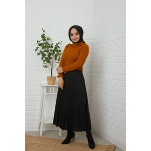 Essah Moda Kadın Siyah Uzun Piliseli Etek - MESYH000134