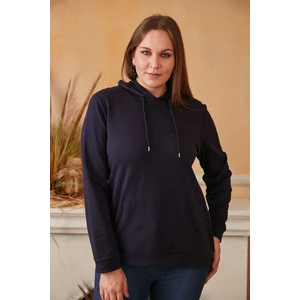 Kapşonlu Büyük Beden Lacivert Sweatshirt