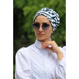 Amisos Bone Şal Desenli Çapraz Bone Zebra Desen