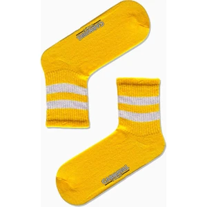 Carnaval Socks Sarı Beyaz Şeritli Desenli Renkli Spor Çorap