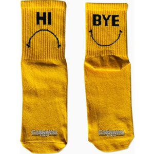 Carnaval Socks Hi And Bye yazılı Desenli Renkli Spor Çorap