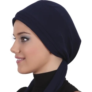 Fidan Bone Bağlamalı Lacivert Hazır Türban Tesettür Bone