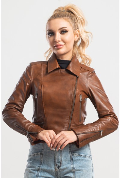 Ata Leather Kadın Spor Antik Deri Ceket